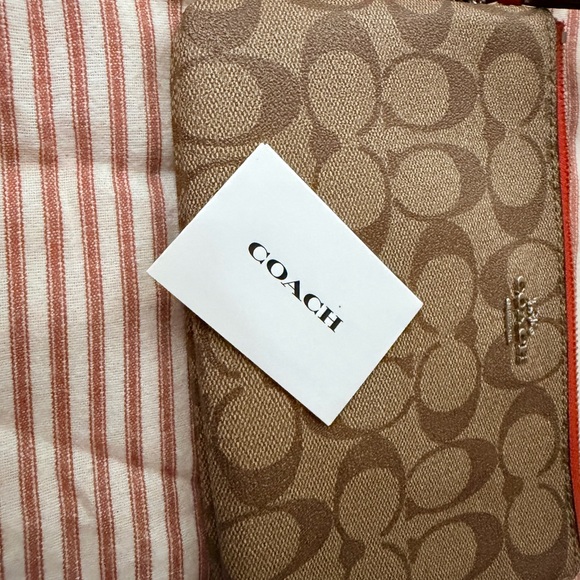 Coach Red and Brown Zip Wristlet - Picture 4 of 6